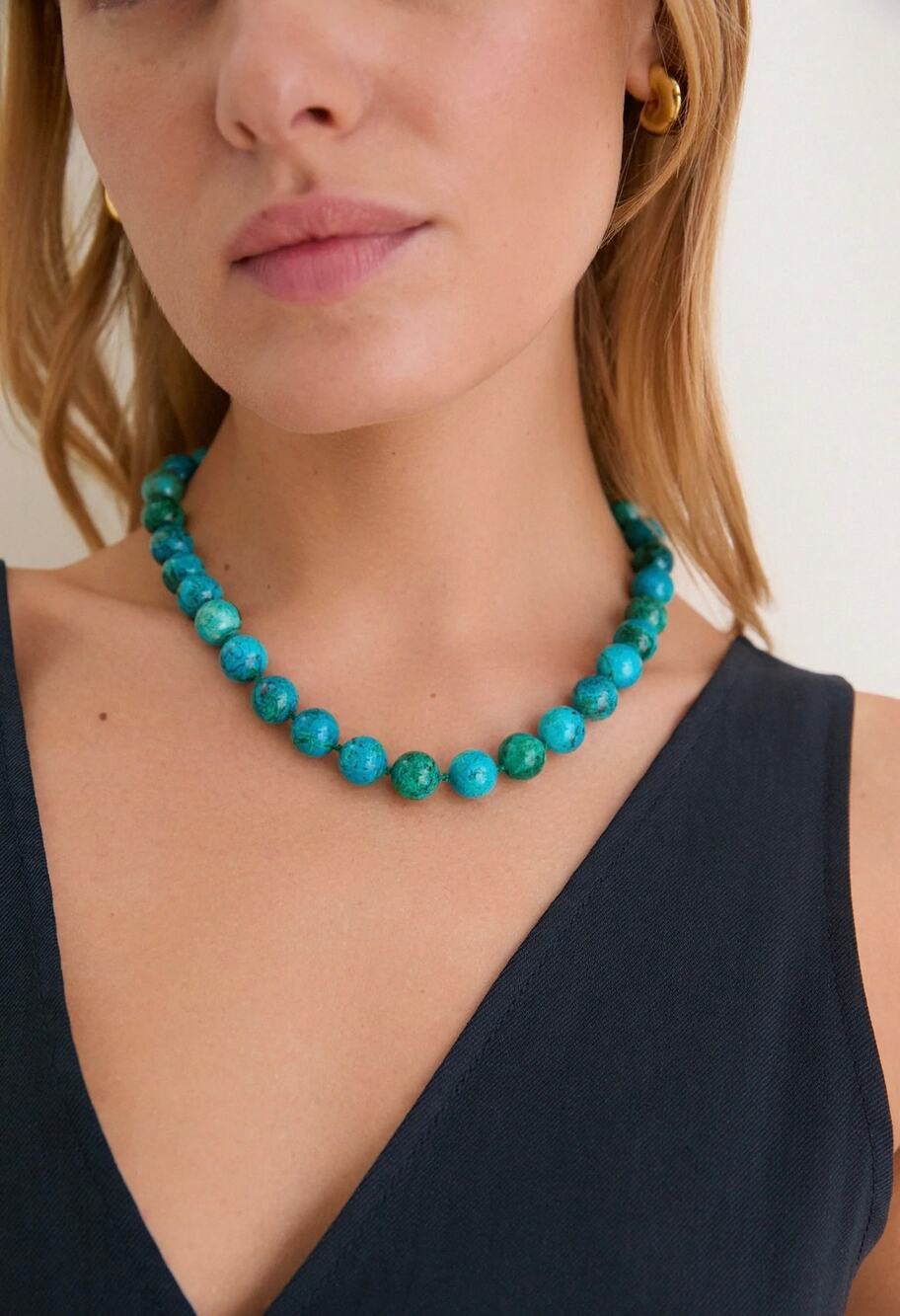 HART Tuckernuck Exclusive Jumbo Chrysocolla Knotted Gemstone Beaded Necklace
